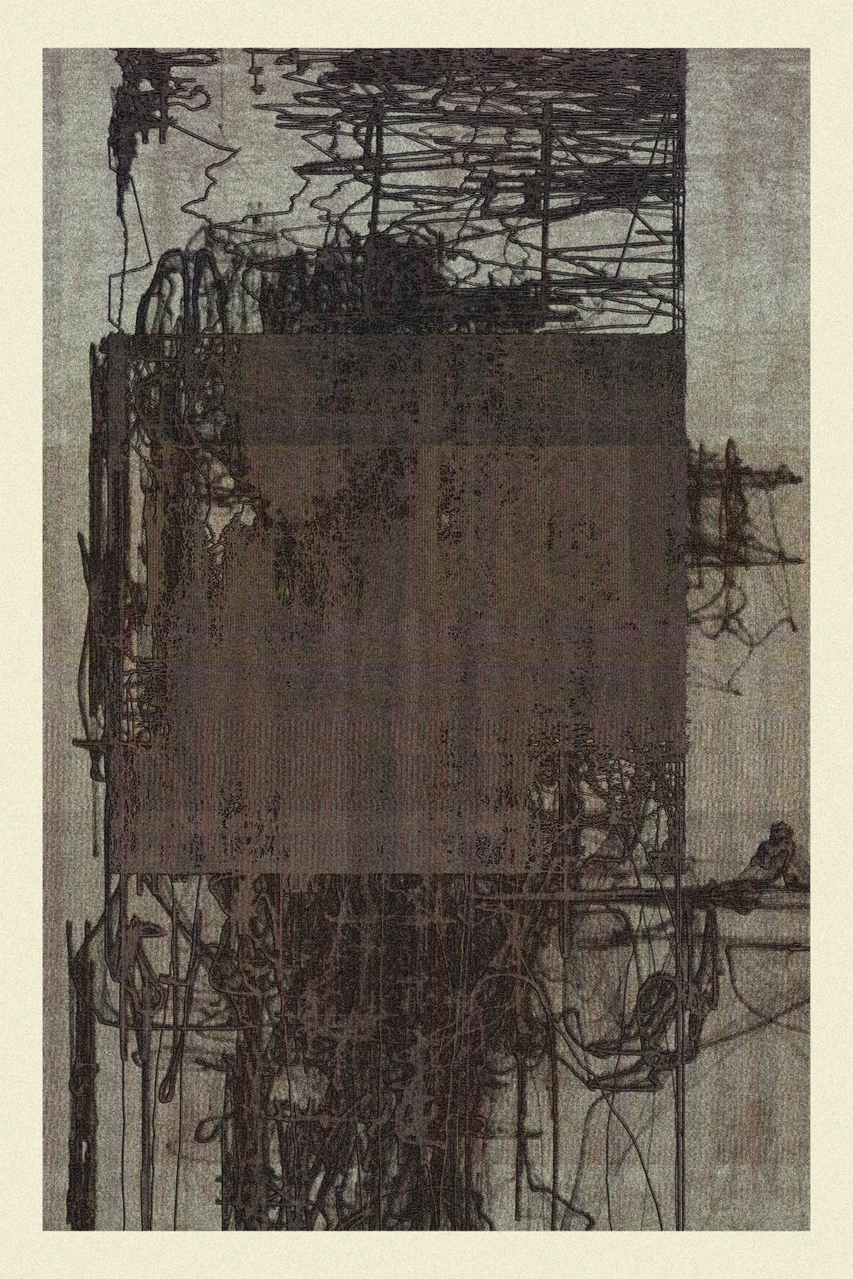INK: dense layered forms in dark oxide tones